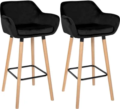 Produktbild von Barhocker, Samthocker, hoher Sitzkomfort - Modern - Buchenholz | Farbe: Schwarz