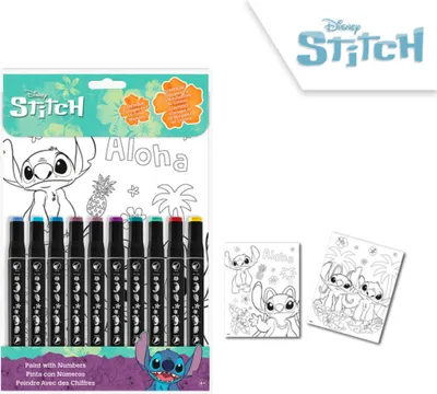 Zdjęcie produktu dla Malowanie po numerach - ZESTAW kolorowanki i flamastry | Lilo & Stitch