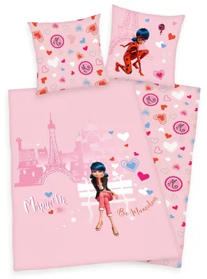 Produktbild von Mädchen Flanell Bettwäsche Miraculous Ladybug Love Paris rosa Biber
