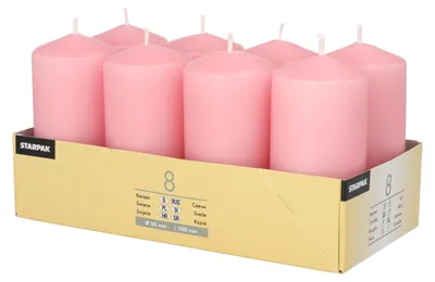 Produktbild von Conpax Kerzen Stumpenkerzen - 8x - hellrosa - D5 x 10 cm