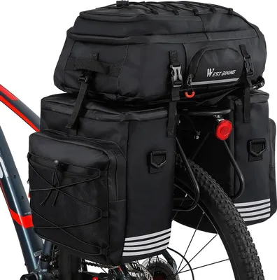 Produktbild von Wasserdichte Gepäckträgertasche für Fahrräder, 3-in-1 Fahrradtasche, reißfest, groß, multifunktionale Fahrradtasche mit abnehmbaren Seitentaschen, 48 Liter Gepäcktaschen