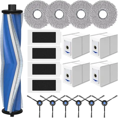 Produktbild von 19 Stück Zubehör für Ecovacs Deebot T30 Omni / T30 Pro Omni / T30 Max Staubsauger, 1 Hauptbürste, 4 Staubbeutel, 4 HEPA Filter, 4 Wischtücher, 6 Seitenbürsten