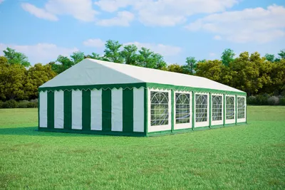 Produktbild von Partyzelt 6x12m - PVC PREMIUM Feuerfeste - Grün und Weiß