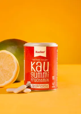Produktbild von Xucker Kaugummis Fruchtmix, zuckerfreie Kaugummis mit Xylit, 100 g