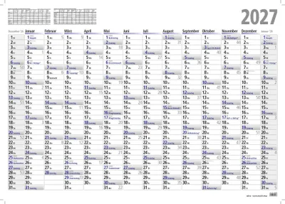 Produktbild von ADINA 2027 Wandkalender A2 60x42cm – Großer Jahresplaner mit 14 Monaten | Übersichtlicher Familien- & Büroplaner | Poster:gefaltet