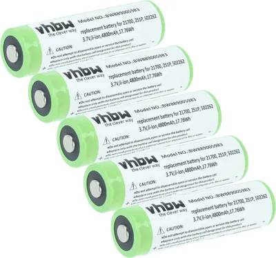 Produktbild von vhbw 5x Akku Ersatz für Ledlenser 2S1P, 502262 für Taschenlampe Kopflampe (4,8 Ah, 3,7 V, Li-Ion)