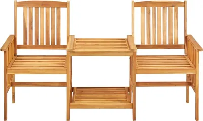 Image de vidaXL Chaises de jardin avec table de thé 159x61x92 cm bois massif acacia