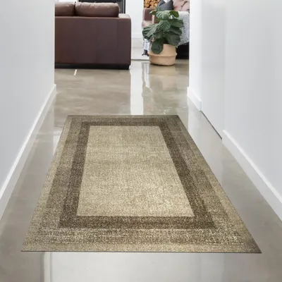 Immagine prodotto di Tappeto di design per il soggiorno vintage a pelo corto e moderno in beige marrone Dimensioni - 80 x 150 cm