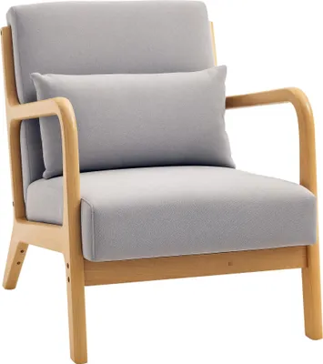 Produktbild von HOMCOM Sessel Loungesessel mit Armlehne, Lendenkissen, S-Feder für Schlafzimmer