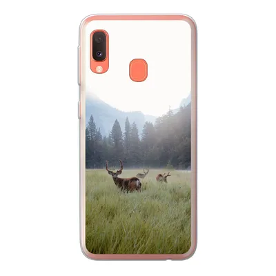 Produktbild von MuchoWow® Handyhülle Schutzhülle Hülle für Samsung Galaxy A20e Wald - Hirsche - Nebel Silikon Softcase Handy Hülle - Abdeckung