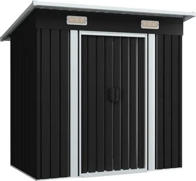 Produktbild von Ausla 190 x 124 x 181 cm Metallgerätehaus mit Schiebetüren - Anthrazit