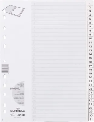 Produktbild von Zahlenregister DIN A4 1-31 Polypropylen wei DIN A4 1-31 Polypropylen wei