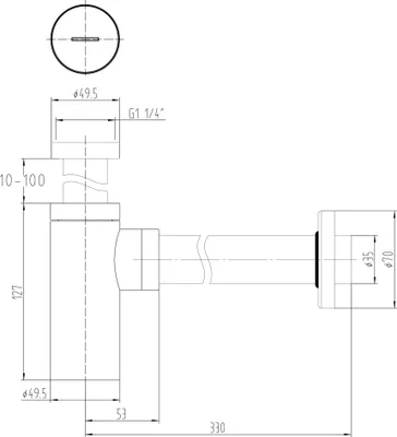 Produktbild von STILFORM Designer 'Minimal' Siphon Geruchsverschluss in Schwarz Matt