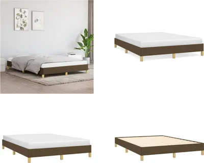 Produktbild von vidaXL Bettgestell Dunkelbraun 160x200 cm Stoff - Bettgestell - Bettgestelle - Bettrahmen - Bett