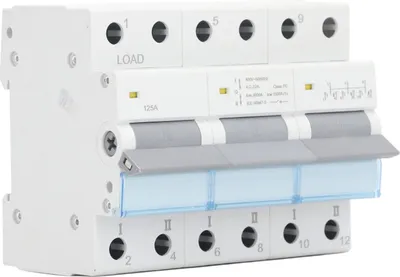 Obrázek produktu pro DC odpojovač pro solární modul PV zařízení, jistič DIN, 3pólový, 125 A, 400 V, dvojitý odpojovač