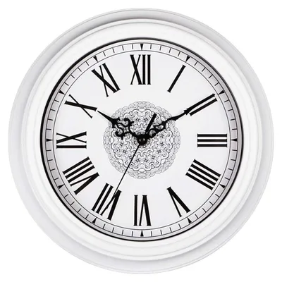 Wanduhr 30 cm, stille Vintage-Römische Zahlen, Weiß