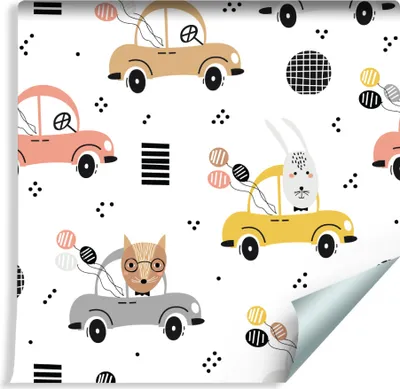 Produktbild von 10m VLIES TAPETE Rolle Kinderzimmer Autos Tiere Hasen Wlfe Ballons XXL