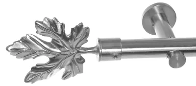 Produktbild von Edelstahl Look Gardinenstange 20mm Wandträger 1-läufig Blatt, Länge wählbar H31 E35 R