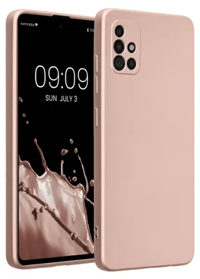 Produktbild von kwmobile Handyhülle für Samsung Galaxy A51 Hülle - weiche Silikon Case metallisch schimmernd - Schutzhülle Cover - Metallic Rosegold