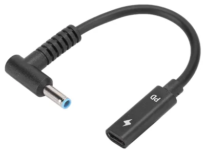Zdjęcie produktu dla Przejściówka z wtykiem typu C (żeński) na wtyk zasilacza 4,5 mm x 0,6 mm – kabel do ładowania dla urządzeń HP