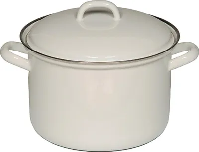 Produktbild von Riess Fleischtopf mit Deckel Ø18cm Classic weiss Emaille Induktion