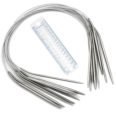 Image de Aiguilles circulaires de 80 cm, ensemble de 10 pièces en acier inoxydable, de 2,5 à 10 mm, pour débutants