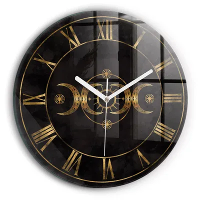 Produktbild von Wallfluent Wanduhr – Stilles Quarzuhrwerk - Uhr Dekoration Wohnzimmer Schlafzimmer Küche - schwarze Zeiger - 30 cm - Goldene römische Ziffern