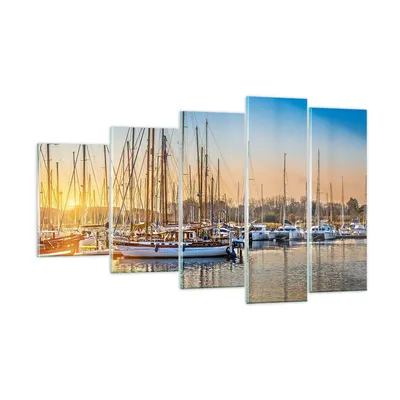 Produktbild von Bilder auf glas - Katamaran Yacht Anker Ankerplatz - 100x60cm - Glasbilder - Wandbilder - Kunstdruck - zum Aufhängen bereit - Wanddekoration aus Glas - Glas Bilder - Wandbild auf Glas - GEG100x60-3162