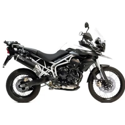 Immagine prodotto di Silenziatore LeoVince NERO omologato, acciaio inossidabile nero, terminale in carbonio, compatibile con Triumph Tiger 800 XC / XCA / XCX / XR / XRX, anni di produzione 2011-2016, E3
