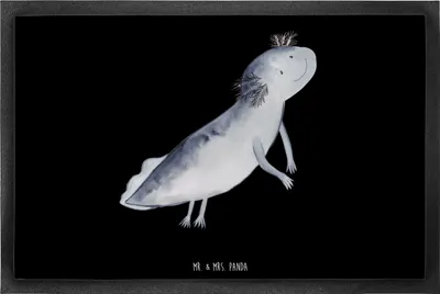 Produktbild von Mr. & Mrs. Panda Schmutzmatte Axolotl Schwimmen 60 x 90 cm - Schwarz - Geschenk, Fussmatte, Lurch, Gummimatte, Türmatte, Axolot, Motivation, Bodenvorleger, Optimistisch