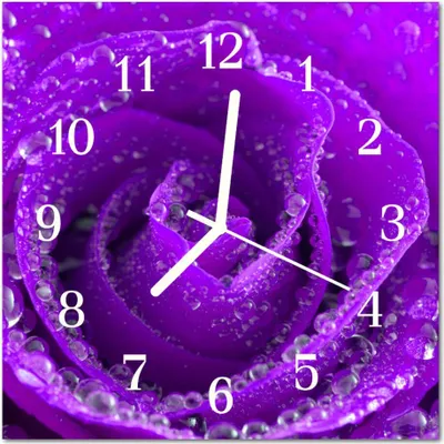 Produktbild von Glasuhr Wanduhr Küchenuhr Echt-Glas 30x30 cm Rose violett