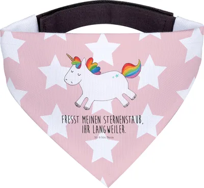Produktbild von Mr. & Mrs. Panda Halstuch Für Hunde Einhorn Happy - Rot Pastell - Geschenk, Hals Tuch, Bandana, Unicorn, Lachen, Fröhlich, Dreieckstuch, Hund, Lebensfreude, Einhörner