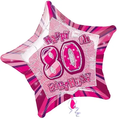 Produktbild von 80. Geburtstag Folienballon Stern pink