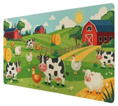 Produktbild von Bauernhof Cartoon Tiere Schreibtischunterlage 89x40cm XXL Mauspad