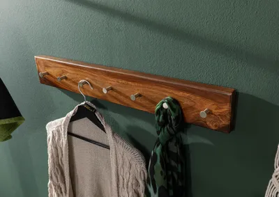 Produktbild von MASSIVMOEBEL24 Wandgarderobe Sheesham 70x5x10 walnuss gewachst TORONTO #240