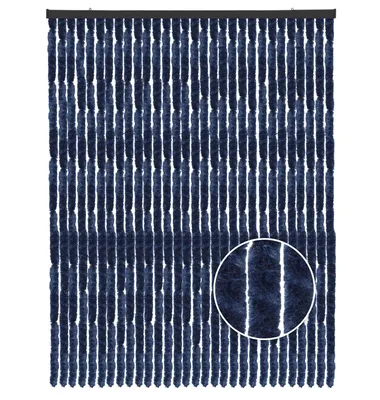Produktbild von Flauschvorhang 120x250cm Meliert Dunkelblau (Sondergröße) – Insektenschutz Türvorhang für hohe Türen, Terrasse, Chenille, geräuschlos, kürzbar