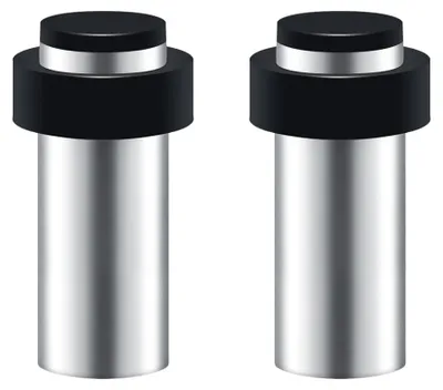 Produktbild von Set mit 2 Türstoppern aus Edelstahl für Boden und Wand mit Gummipuffern Ø32x80mm, Türstopper mit Schraubgewinde