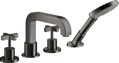 Produktbild von 4-Loch Wannenrandarmatur AXOR CITTERIO DN 15 m Kreuzgr. u Ros. pol. bl chrome polished black chrome