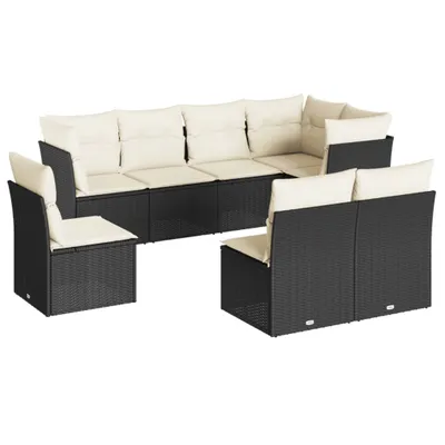 Produktbild von vidaXL 8-tlg. Garten-Sofagarnitur mit Kissen Schwarz Poly Rattan