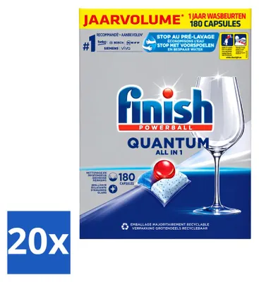 Produktbild von 20 x Finish Powerball Quantum All in 1 Geschirrspültabs - Vorteilspackung - 20 Stücke