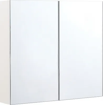 Obrázok produktu pre BELIANI Zrkadlová skrinka do kúpeľne biela preglejka sklo 80 x 70 cm závesná 2-dverová police úložný priestor moderný štýl