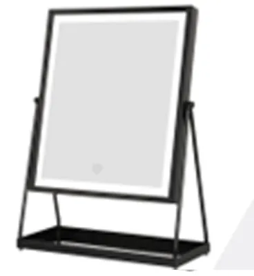 Verstellbarer LED-Badspiegel, Schwarz, 28,5x38 cm, Metall