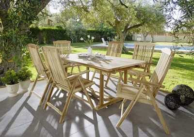 Produktbild von Gartenmöbel Set 7tlg Teak Gartentisch ausziehbar 180-240 cm KUBA/ARUBA