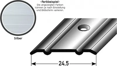 Produktbild von Übergangsprofil "Alkmaar"  /  Übergangsschiene, 24,5 mm breit, Aluminium eloxiert-silber-900-gebohrt