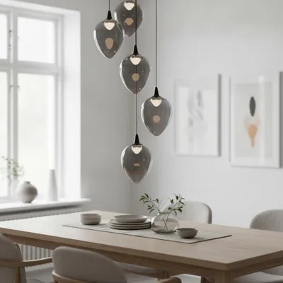 Productafbeelding van Hanglamp Nali 5-lichts smoke glas, AI-gegenereerde afbeelding