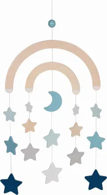 Produktbild von Babymobile mit Sternen und Mond, hellblau, Holzspielzeug