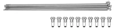Productafbeelding van 10 stuks 14G fietsspaken met nippels, roestvrij staal, mountainbike/racefiets, J-vormige spaken, 168 mm