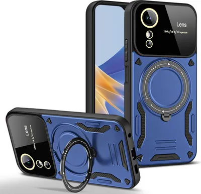 Produktbild von Rüstung Handyhülle für OPPO A17 / A17K Dual-Layer Ringhalter Ständer Hülle Blau