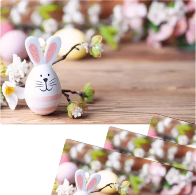 Immagine prodotto di Set di 4 tovagliette lavabili con fiori e coniglietto di Pasqua