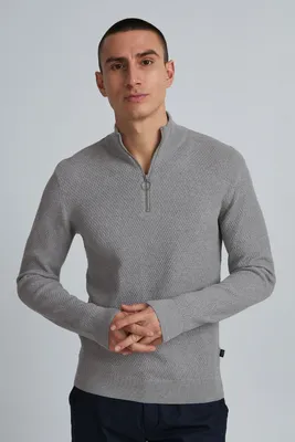 Produktbild von CASUAL FRIDAY CFKarlo Herren Strickpullover Feinstrick Pullover Troyer mit Stehkragen und Reißverschluss Struktur Strick